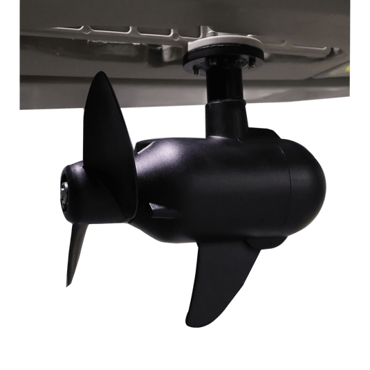 Close-up of the brushless motor on ViztaCraft E-Drive - efficient and quiet electric kayak motor